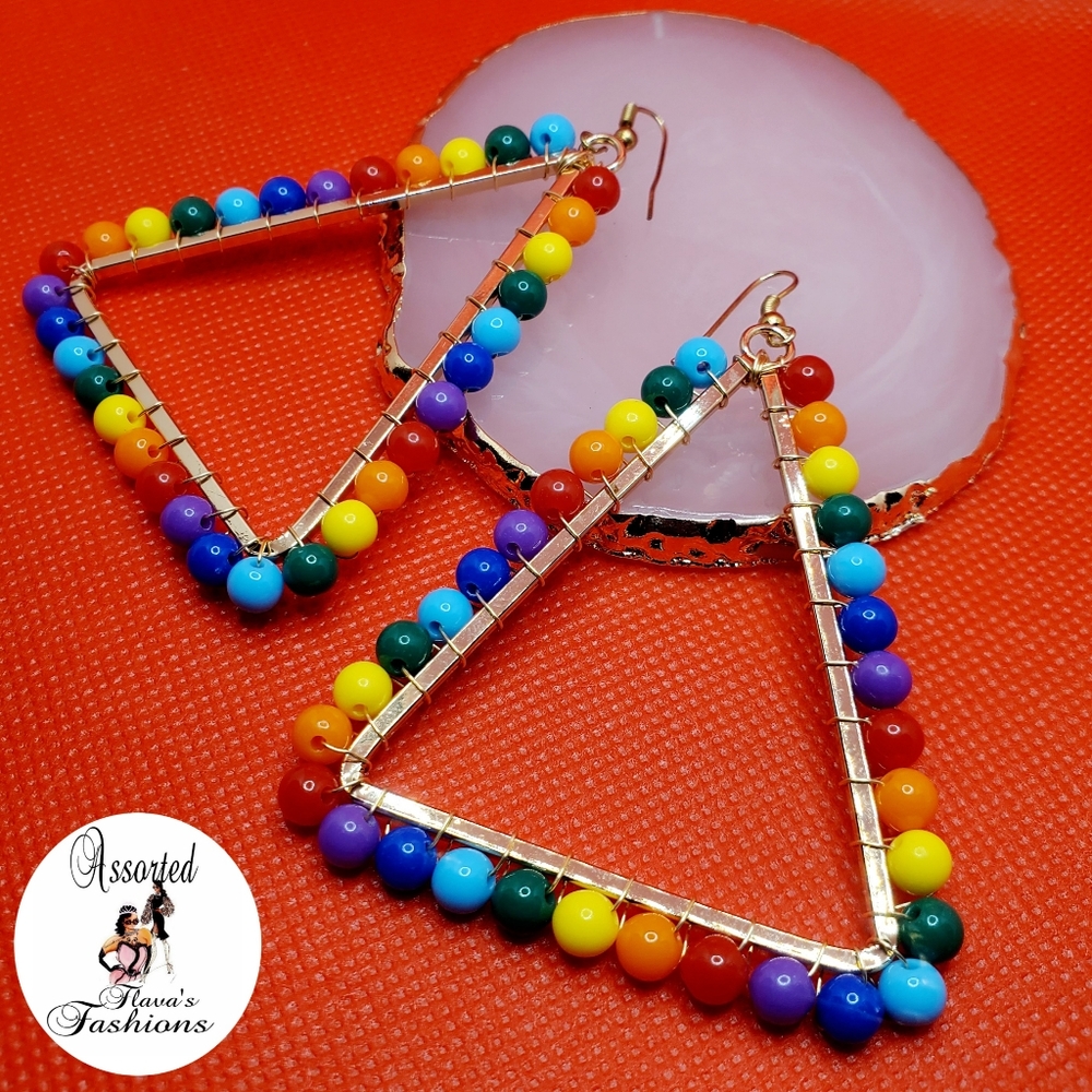 Rainbow Beaded Earrings - Picture 8 of 9